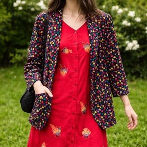 Vintage early 90s Dopamine retro floral polka dot Colorayons blazer Ungaro vibes